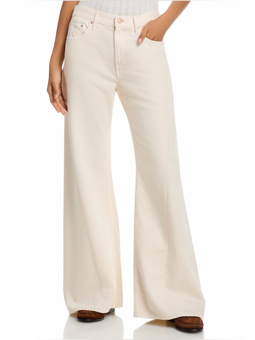 MOTHER The Lemon Twist High Rise Wide Leg Jeans size 26 Color: Natural